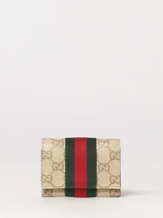Gucci Handbags - Gucci Card Holder Wallet Leather Beige Tan